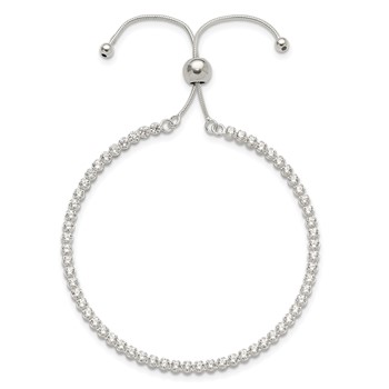 Sterling Silver Polished CZ Adjustable Bracelet — alternate view