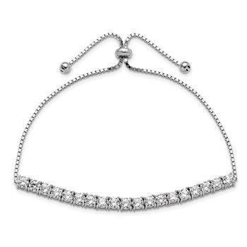 Sterling Silver Rhodium-plated Polished CZ Adjustable Tennis Bracelet — alternate view