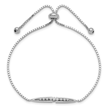 Sterling Silver Rhodium-plated Fancy CZ Adjustable Bolo Bracelet — alternate view