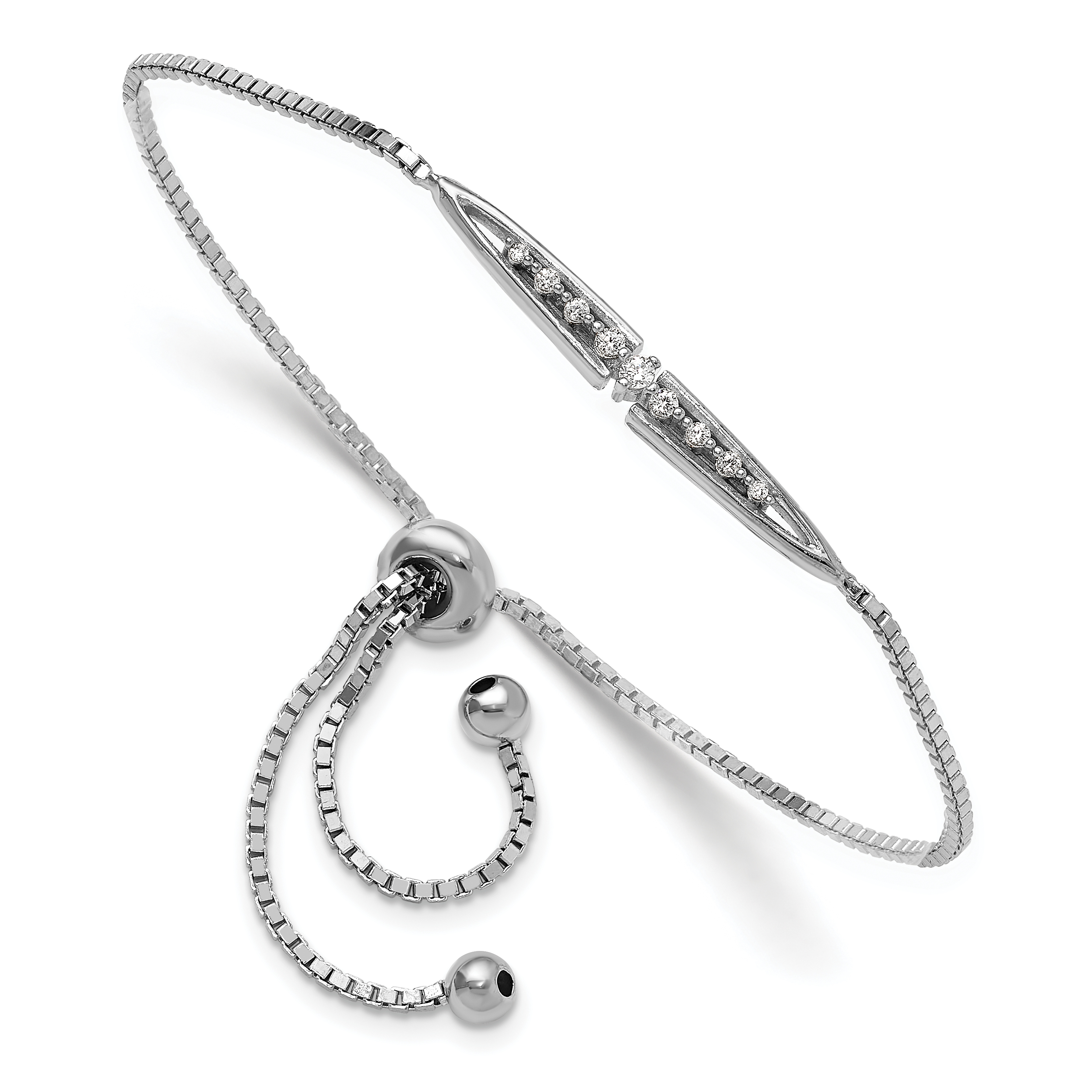 Infinity Symbol Adjustable Bolo Bracelet with cubic zirconia - FB1178-SS