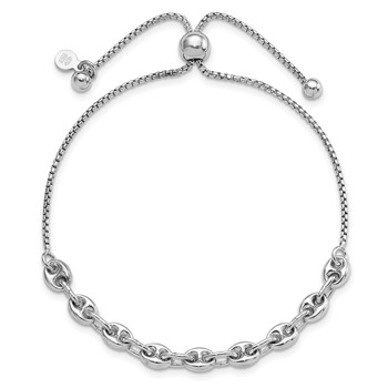 Sterling Silver Rhodium-plated Fancy Adjustable Bracelet — alternate view