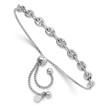 Sterling Silver Rhodium-plated Fancy Adjustable Bracelet