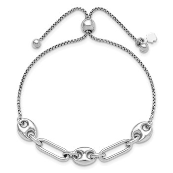 Sterling Silver Rhodium-plated Fancy Link Adjustable Bolo Bracelet — alternate view