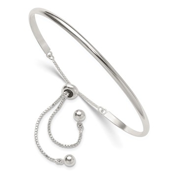 Sterling Silver Polished Bar Adjustable Bracelet