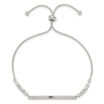 Sterling Silver with CZ Adjustable ID Bracelet — alternate view