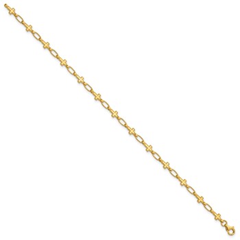Sterling Silver Gold-tone Cross 7.5in Bracelet — alternate view