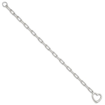 Sterling Silver Open Link 7.25in Heart Clasp Bracelet — alternate view