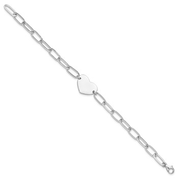 Sterling Silver Rhodium-plated Heart Open Link 7.25in Bracelet — alternate view