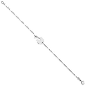 Sterling Silver Rhodium-plated Heart and Cut Out Disc 7.5in Bracelet — alternate view