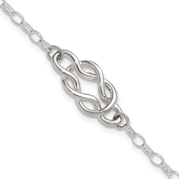 Sterling Silver Polished Fancy Knot Link Bracelet