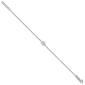 Sterling Silver Rhodium-plated Lotus Flower w/.5 in ext. Bracelet — alternate view