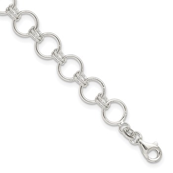 Sterling Silver Polished Circle Link 7.25in Bracelet