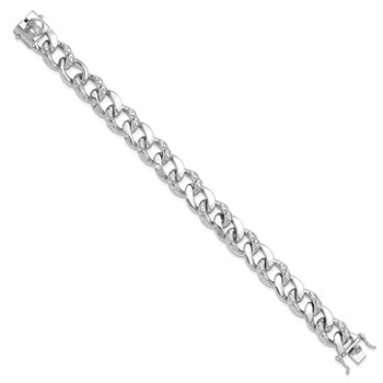 Sterling Silver Rhodium-plated 12mm Skull Curb Link 8.25in Bracelet — alternate view