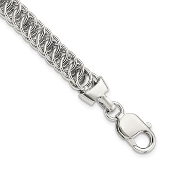 Sterling Silver Rhodium-plated Fancy Link 7.5in Bracelet