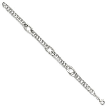 Sterling Silver Rhodium-plated Polished Fancy Link 7.5in Bracelet — alternate view