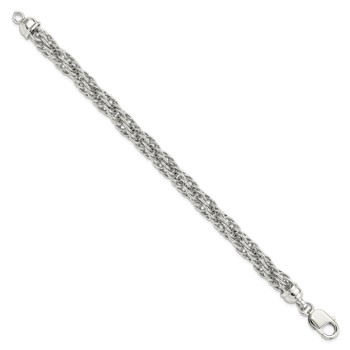 Sterling Silver Rhodium-plated Fancy Twisted 7.5in Link Bracelet — alternate view
