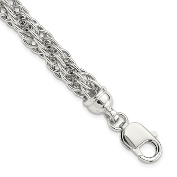 Sterling Silver Rhodium-plated Fancy Twisted 7.5in Link Bracelet