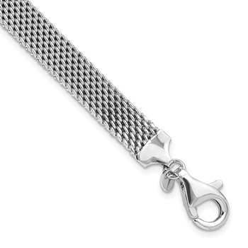 Sterling Silver Rhodium-plated Polished 7.5in 8mm Mesh Woven Bracelet