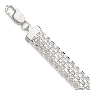 Sterling Silver Polished 11.5mm Bismark 7in Bracelet