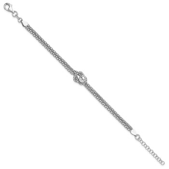 Sterling Silver Rhodium-plated Knot 6.5in with 1in ext Popcorn Chain Bracel — alternate view