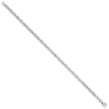 Sterling Silver Rhodium-plated Beaded 7.5in Bracelet — alternate view