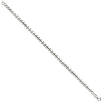 Sterling Silver Rhodium-plated 4mm Beaded 7.5in Bracelet — alternate view