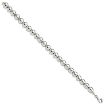 Sterling Silver Rhodium-plated 8mm Beaded 7.5in Bracelet — alternate view
