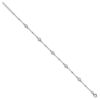 Sterling Silver Rhodium-plated CZ Link 7in w/1in ext. Bracelet — alternate view