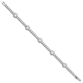 Sterling Silver Rhodium-plated CZ 7in Tennis Bracelet — alternate view