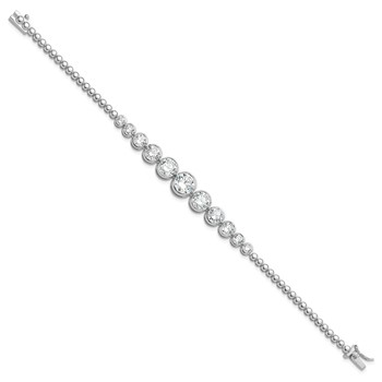 Sterling Silver Rhodium-plated Polished Graduated CZ Bracelet — alternate view