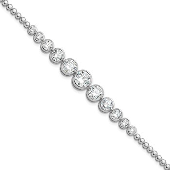 Sterling Silver Rhodium-plated Polished Graduated CZ Bracelet