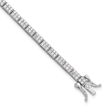 Sterling Silver Rhodium-plated Micro Pave CZ 7.5in Bracelet