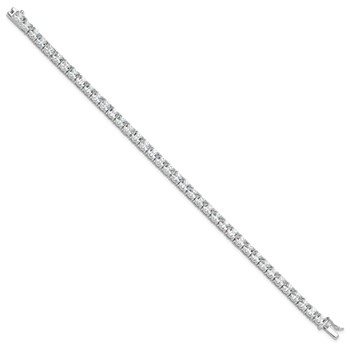 Sterling Silver Rhodium-plated Polished CZ Tennis Bracelet — alternate view