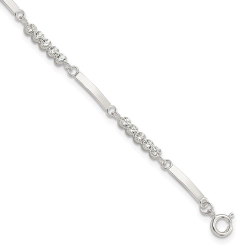 Sterling Silver Rhodium-plated CZ 7.25in w/1in ext. Bracelet