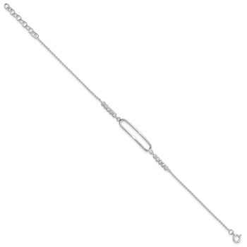 Sterling Silver Rhodium-plated CZ 7in with .75in ext. Bracelet — alternate view