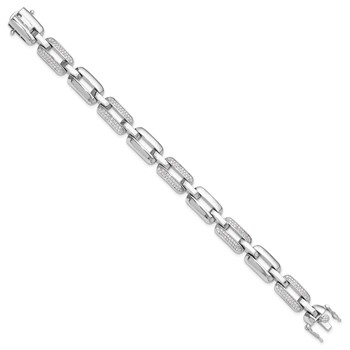 Sterling Silver Rhodium-plated with CZ Open Link 7.25in Bracelet — alternate view