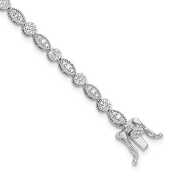 Sterling Silver Rhodium-plated Round/Marquise Pattern CZ 7.5in Bracelet