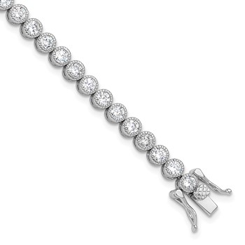 Sterling Silver Rhodium-plated 3.5 mm Round CZ 7.5in Tennis Bracelet