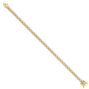 Sterling Silver Gold-tone 4mm Round CZ 7.5in Tennis Bracelet — alternate view