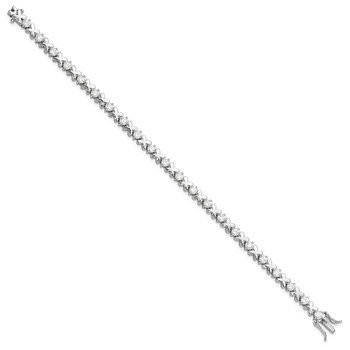 Sterling Silver Rhodium-plated Polished Fancy X's CZ Tennis Bracelet — alternate view