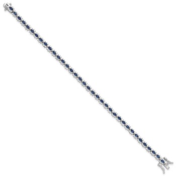 Sterling Silver Rhodium-plated with Blue and White CZ 7.5in Bracelet — alternate view