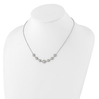 Pure Fire Sterling Silver Rhod-plated Fancy CZ 17in w/2in ext Necklace — alternate view