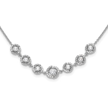 Pure Fire Sterling Silver Rhod-plated Fancy CZ 17in w/2in ext Necklace