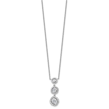 Pure Fire Sterling Silver Rhod-plated Fancy 16in w/2in ext CZ Dangle Neckla — alternate view