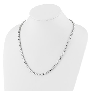 Sterling Silver Rhodium-plated 4mm CZ 22in Tennis Necklace — alternate view