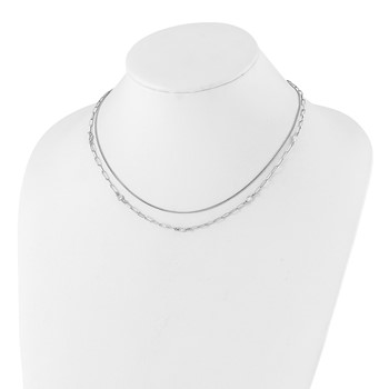 Sterling Silver Rhodium-plated CZ 2 Strand 17in w/2in ext. Necklace — alternate view