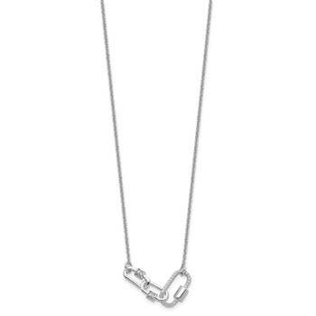 Sterling Silver Rhodium-plated Fancy Link CZ 16in w/1in ext Necklace — alternate view