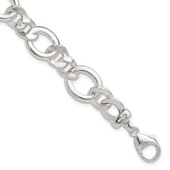 Sterling Silver Polished Flat Fancy Link Bracelet