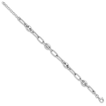 Sterling Silver Rhodium-plated 7 w/1in ext Fancy Link Bracelet — alternate view
