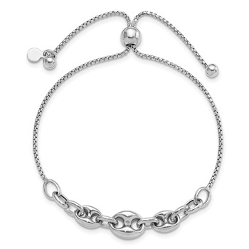 Sterling Silver Rhodium-plated Fancy Adjustable Bracelet — alternate view